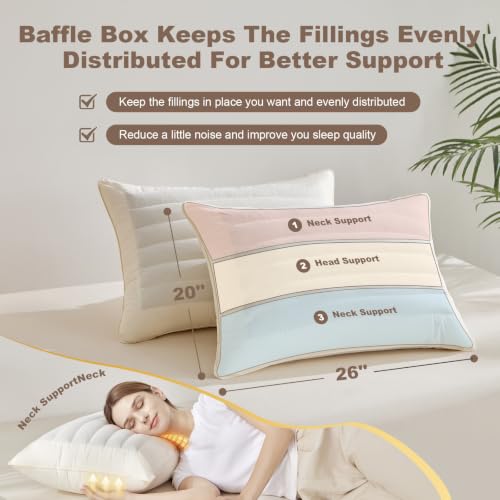 Organic Buckwheat Pillow 20x26 Inches Dual Firmness Support White