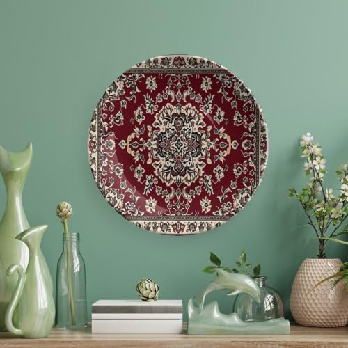 Classic Persian Style Ceramic Decorative Plate with Stand and Wall Hook - 6 Inch