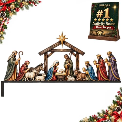 12in Nativity Scene Door Topper Christmas Front Door Frame Decor - Holy Night Display