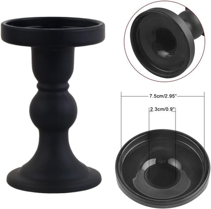Skiennix 3-Piece Black Glass Candlestick Set - Elegant Crystal Holders for Weddings & Home Decor