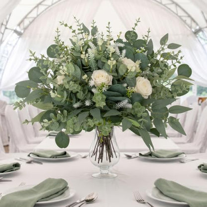 135 Pcs Artificial Eucalyptus Stems for Decor - Mixed Greenery, Flexible & Realistic