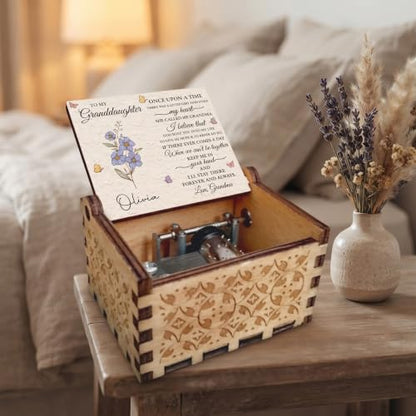 Personalized Granddaughter Music Box with Floral Design - Heartfelt Gift from Grandma