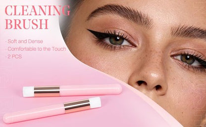 Buqikma Lash Brush Cleaning Set - 2 Pink Brushes for Effective Lash and Blackhead Removal