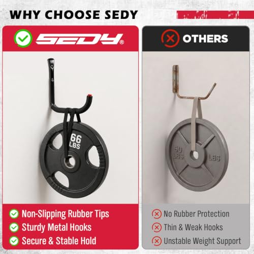 Heavy Duty Garage Wall Hooks Set - 6 Steel Utility Hangers with EVA Padding for Bikes, Ladders, Hoses, Tools