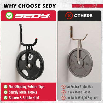 Heavy Duty Garage Wall Hooks Set - 6 Steel Utility Hangers with EVA Padding for Bikes, Ladders, Hoses, Tools
