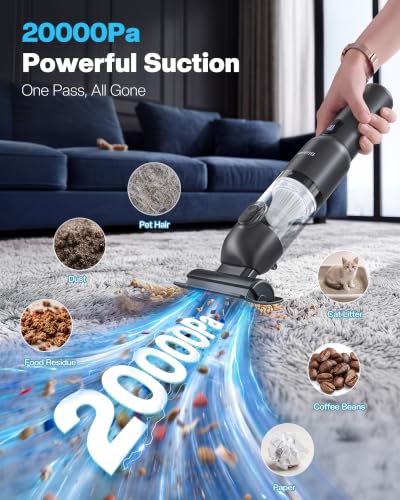 Black 4-in-1 Cordless Handheld Car Vacuum with 20000Pa Suction & LED Light