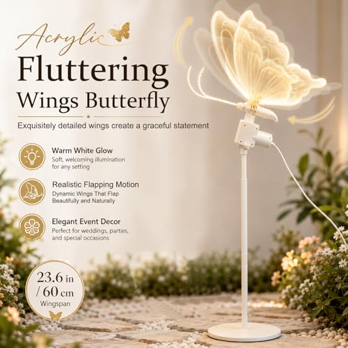 16in LED Moving Butterfly Floor Lamp with Adjustable Height - Warm Variation