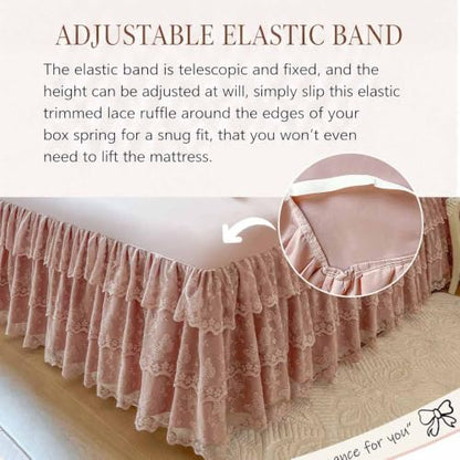 Khaki Lace Ruffled Bed Skirt - 17 Inch Dust Ruffle for Twin Full Queen King