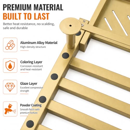 Smart Gold Heated Towel Rack with Shelf - 8 Bars, Bathroom Decor