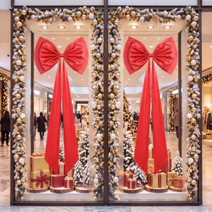 Red Extra Large Christmas Tree Topper Bow 31x79 Inches - Holiday Decor (Variation of THIS listing: Red / 2)