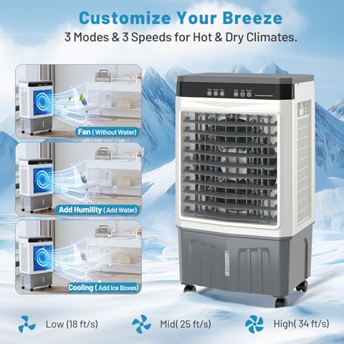 Auertech White Evaporative Swamp Cooler 5.3 Gal Portable Air Conditioner