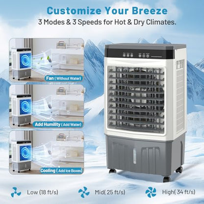 Auertech White Evaporative Swamp Cooler 5.3 Gal Portable Air Conditioner