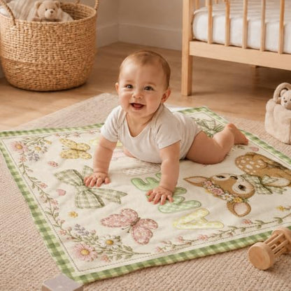 Fawn Personalized Baby Blanket with Name for Boys Girls Custom Gift