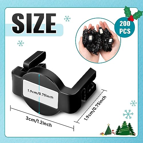 200 Pieces Magnetic Christmas Light Clips for C9 Bulbs - Black Square