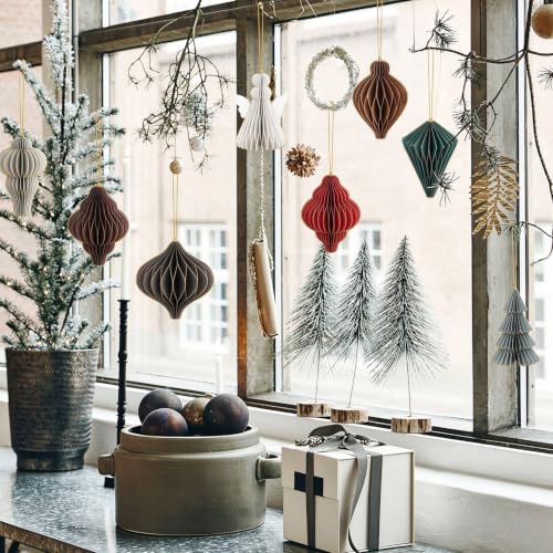 Draupnir 10-Piece 3D Honeycomb Christmas Tree Ornaments Hanging Decorations