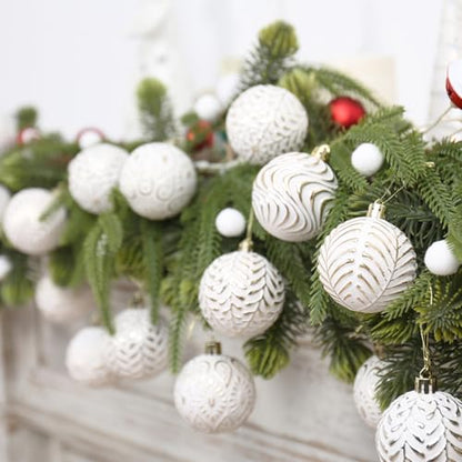 White and Gold Christmas Ornament Set - 30pcs Holiday Tree Decorations