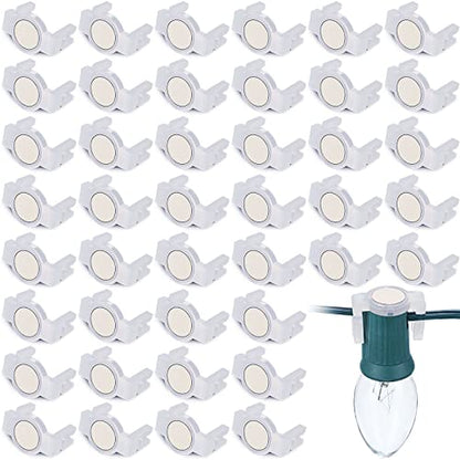 Macarrie Magnetic Christmas Light Clips - 50 Pack for C7 C9 Bulbs Outdoor