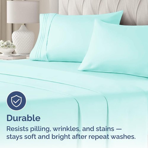 King Pillow Cases Set of 4 - Ultra Soft Hotel Quality Pillowcase Covers - Comfy, Cozy & Wrinkle Free - Shrinkage, Stain and Fade Resistant - Machine Washable Pillow Protectors - 4 Piece Set - Spa Blue