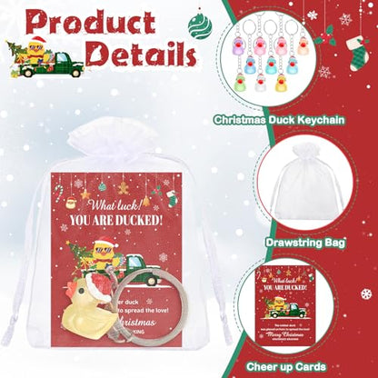 48 Pcs Fluorescent Resin Duck Keychains Holiday Gift Set