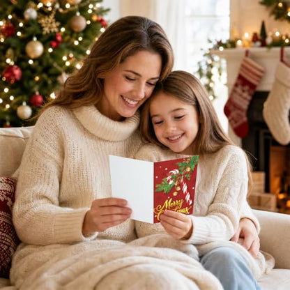 Christmas Card 36 Pack Foil Stamped Blank Greeting Cards with Envelopes - Chrastmas Variation