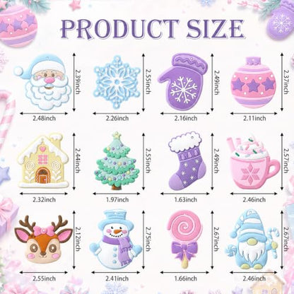 Lunmon 24 Pack Pastel Christmas Ornaments PVC Holiday Tree Decorations