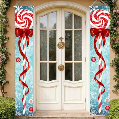 Door Hanging Banner with Candy Cane and Snowflake Design – 71 x 12 in, 01 Variation