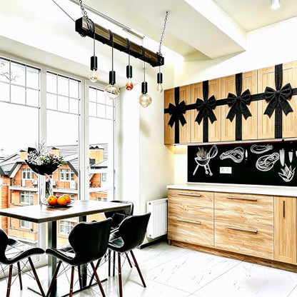Meseey 4-Pack Black Burlap Cabinet Bows for Farmhouse Kitchen Decor
