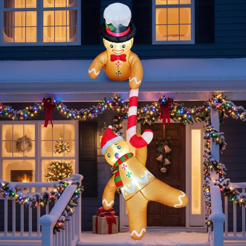 8ft Christmas Inflatable Gingerbread Climbing Yard Decoration - Santa & Candy Cane Design