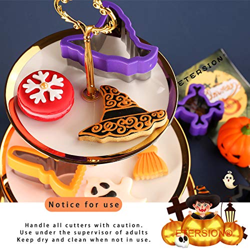 Halloween Cookie Cutters Set - Stainless Steel Shapes with Comfort Grips, 2-3 Inches