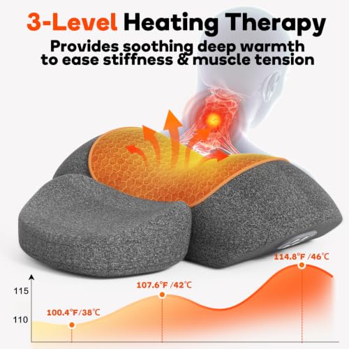 Cordless Neck Massage Pillow with Heat and Traction for Pain Relief