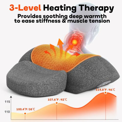 Cordless Neck Massage Pillow with Heat and Traction for Pain Relief