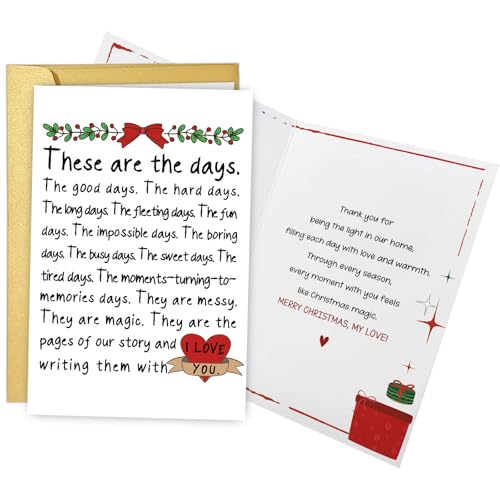 Poem Christmas Card for Men Women - Romantic Holiday Greeting Card, Love You Gift