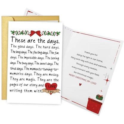 Poem Christmas Card for Men Women - Romantic Holiday Greeting Card, Love You Gift