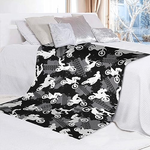 Motorcycle Dirt Bike Blanket for Kids and Boys - 80x60 Inches Gift
