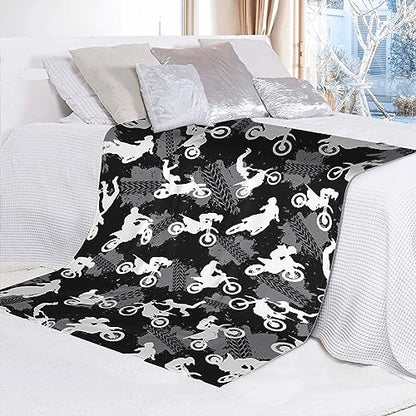 Motorcycle Dirt Bike Blanket for Kids and Boys - 80x60 Inches Gift