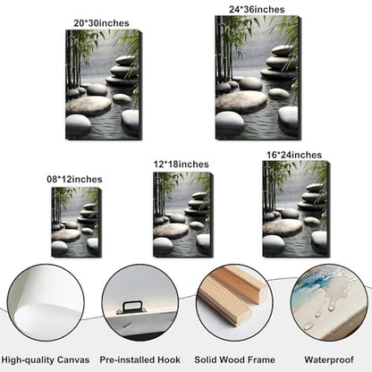 Calm Water & Bamboo Framed Wall Art - Zen Spa Bathroom Decor 16x24