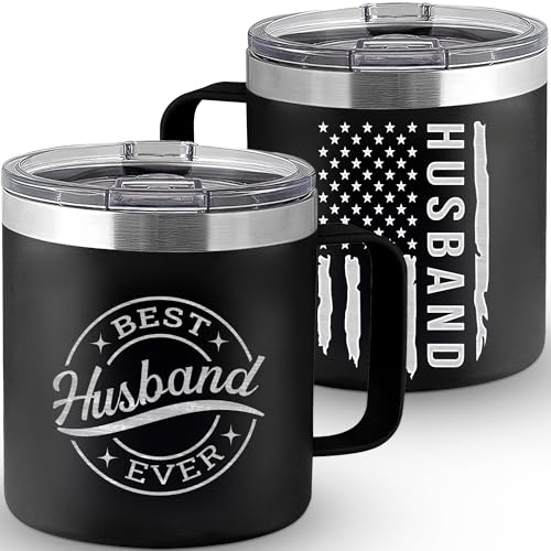Personalized Husband Gift Tumbler 14oz Stainless Steel with Lid - Anniversary & Birthday Gift for Him