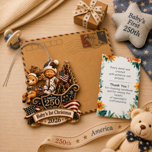 Baby's First Christmas 2026 Ornament - Patriotic 250th Anniversary Keepsake - First Holiday Gift for Baby Boy - Variation: First Christmas16.10.10