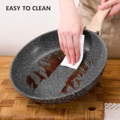 12 Inch Nonstick Granite Frying Pan Skillet - Durable & Easy Clean