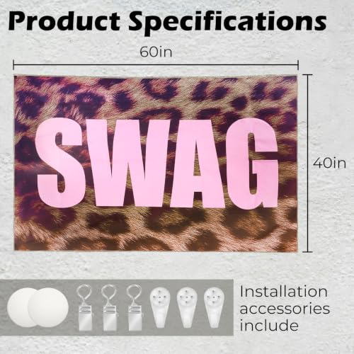 Pink Leopard Swag Wall Tapestry - Y2K Aesthetic Room Decor, 40 x 60 Inches