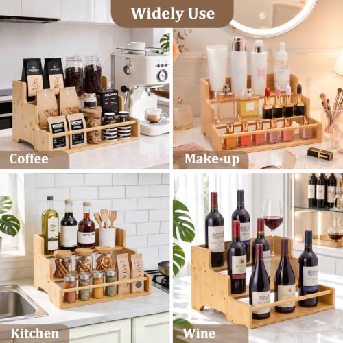 Mufico Bamboo Liquor Bottle Display Shelf Coffee Syrup Rack Organizer