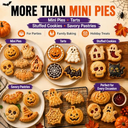 Halloween Mini Hand Pie Molds Set with 8 Fall Shapes - Red-A