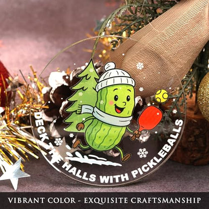 Pickleball Christmas Ornament - Funny Holiday Decor for Christmas Tree - Deck The Halls with Pickleballs - Gift for Pickleball Lovers
