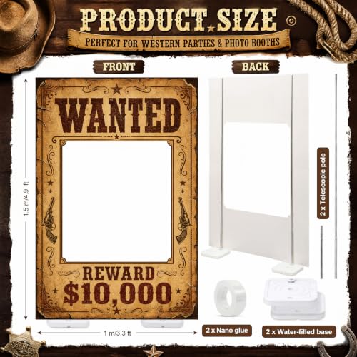 Western Wanted Poster Cardboard Cutout Cowboy Photo Prop - Cowboy Variation