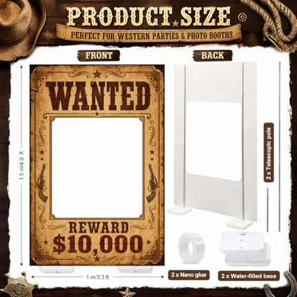 Western Wanted Poster Cardboard Cutout Cowboy Photo Prop - Cowboy Variation
