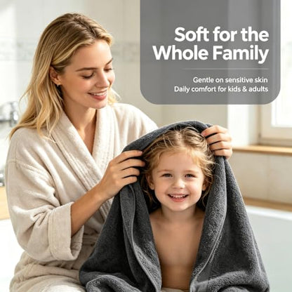 Gray Cotton Bath Towels Set 27 x 55 Inches - Pack of 2, Soft & Absorbent