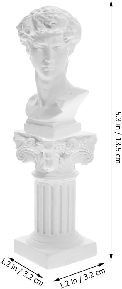 HOMSFOU Greek Statue - David Bust Resin Sculpture with Roman Pillars | Elegant Office Decor