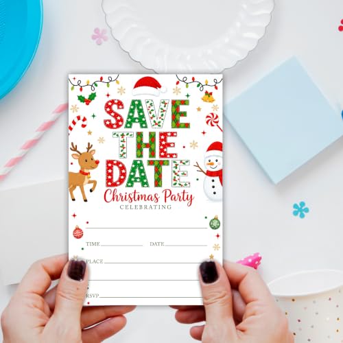 Plaid Reindeer Save The Date Christmas Invitations Pack with Envelopes - 4x6, 20 Count
