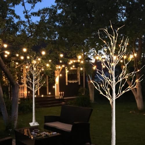 6+6FT Prelit Birch Tree Lights Set - Twinkling LED Christmas Tree Decor