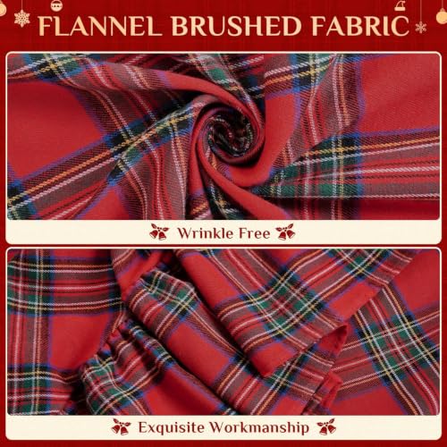Christmas Ruffle Plaid Rectangular Tablecloth - Red, 60 x 84 Inches - Softalker